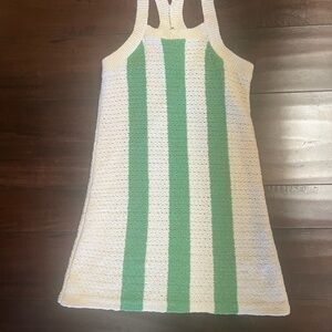 Zara Knit Dress with Green and Cream Pattern